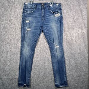 PRPS Jeans Mens 38x35 Blue Slim Distressed Designer Casual Modern Streetwear